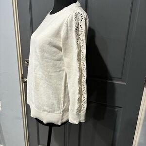 LOFT White Lace Sleeve Sweatshirt